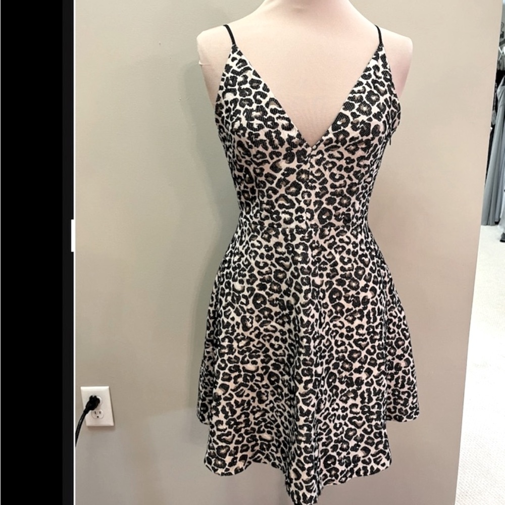 Leopard Print Brocade Aline Dress